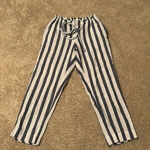 Beachlunchlounge linen navy striped pants